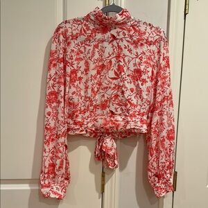 Floral Red Open Back Women's Top